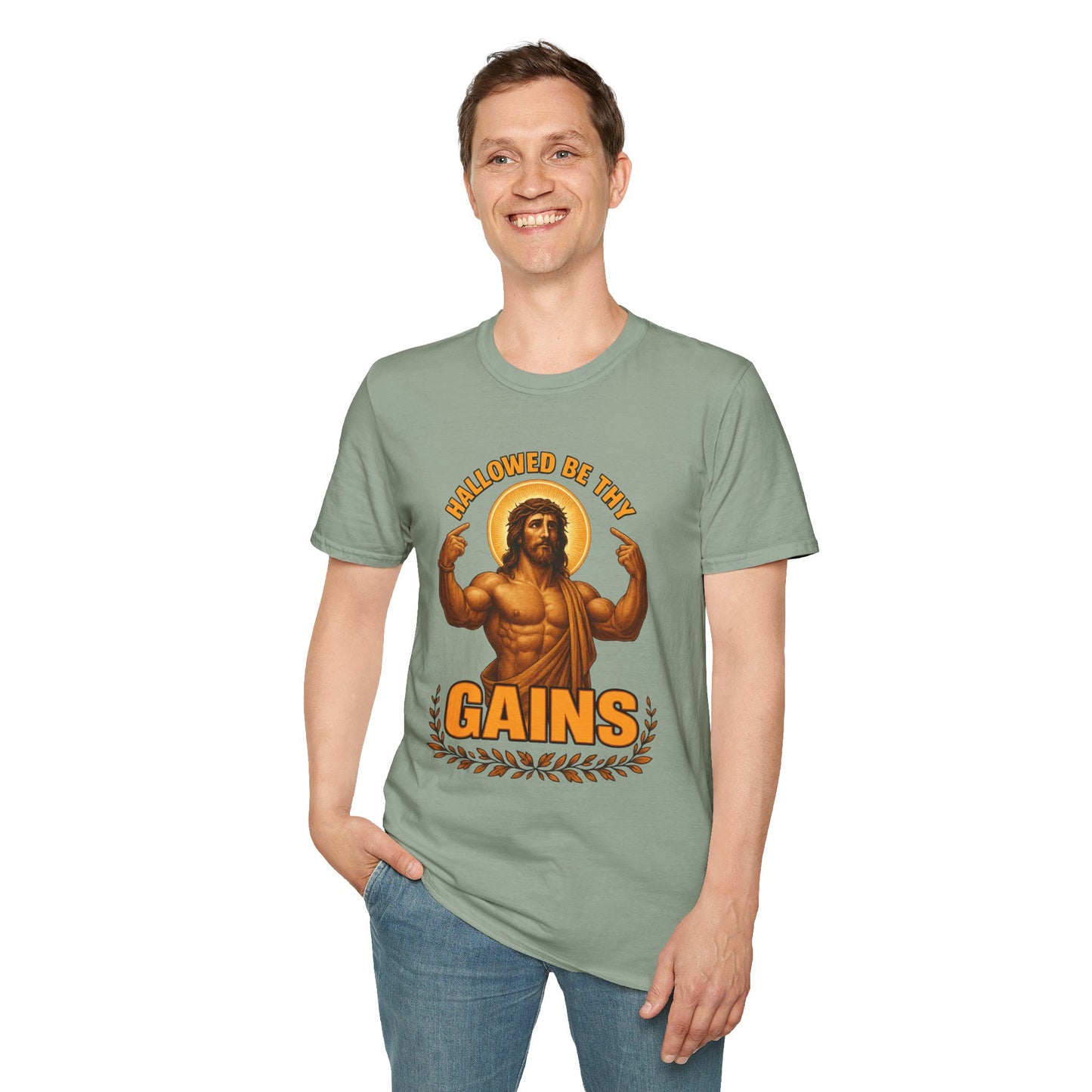 Jesus Gains Unisex T-Shirt, Funny Fitness Tee, Motivational Gym Shirt, Workout Apparel, Religious Gift, Christian Humor Clothing