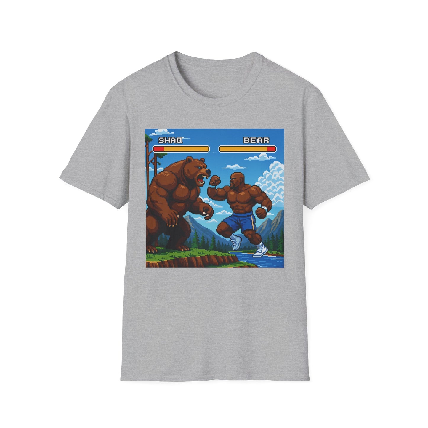 Shaq vs Bear Funny T-Shirt | Retro Arcade Fighter Tee | Gift for Gamers & 90s Kids | Weird Animal Combat Shirt