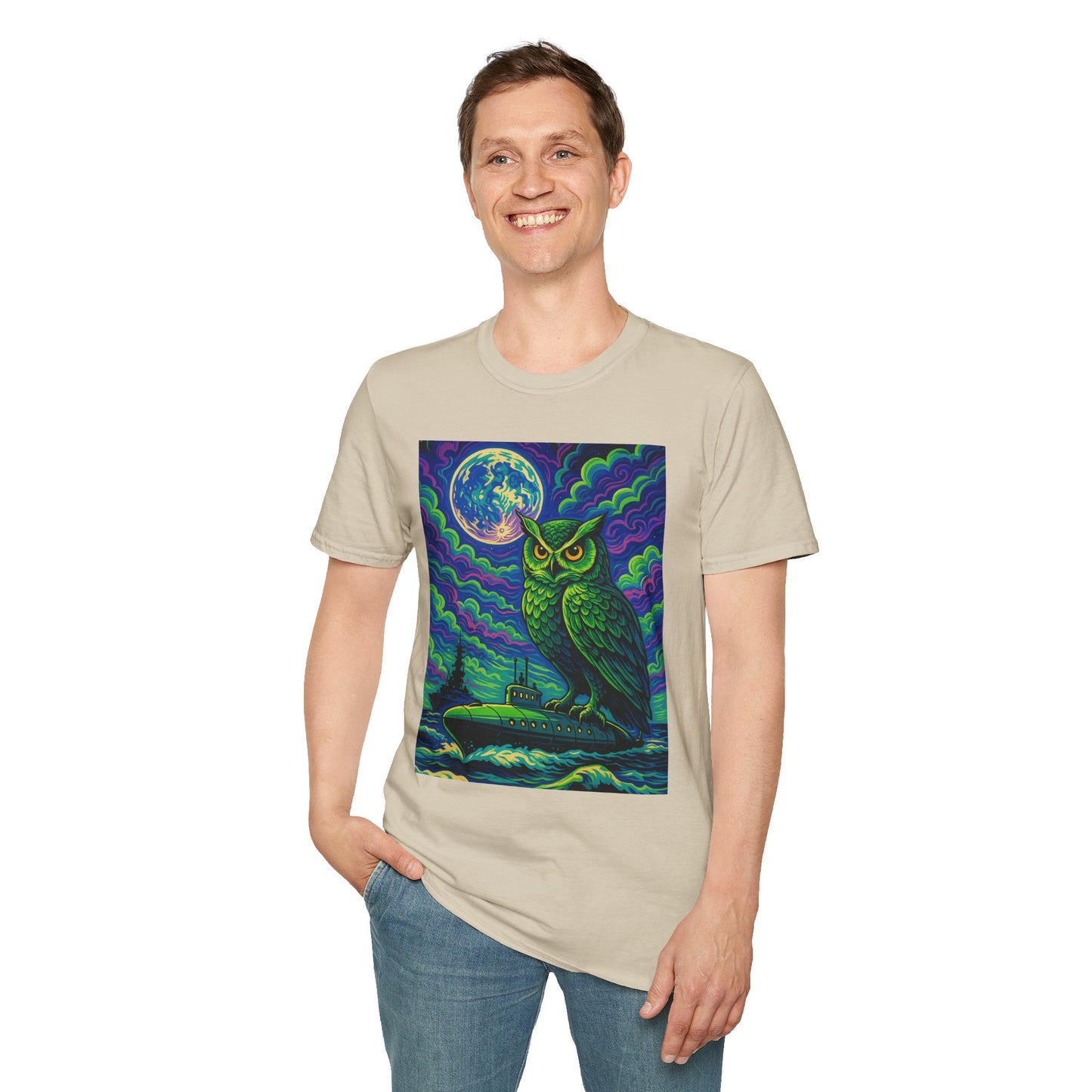 Psychedelic Owl T-Shirt – Trippy Moonlight Animal Tee – Gift for Night Owls, Nature Lovers, Surreal Art Fans & Creatures of the Cosmic Forest