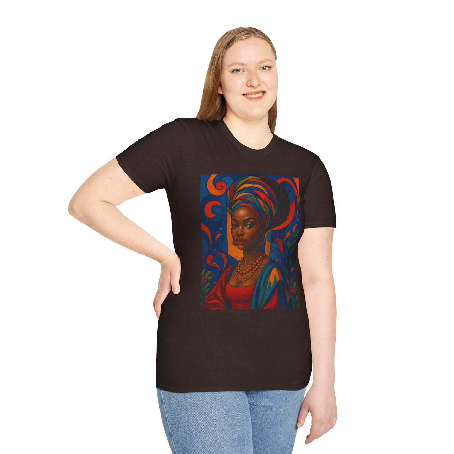 Afrocentric Queen T Shirt Bold Colorful African Art Tee for Black Women Melanin Magic Lovers Cultural Pride Streetwear and Afro Art Enthusiasts