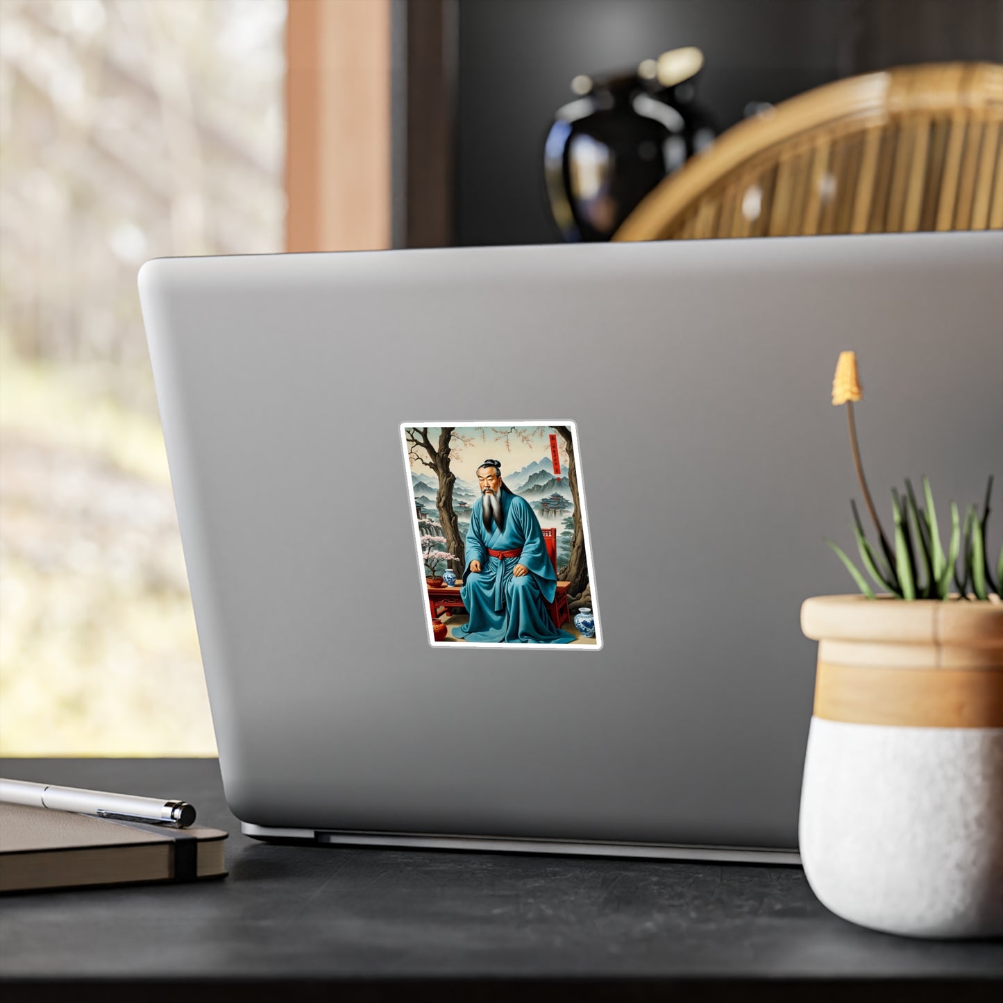 Ancient Philosopher Wisdom Sticker – Kiss Cut Vinyl Decal, Classic Art Design, Inspirational Aesthetic, Gift for Thinkers