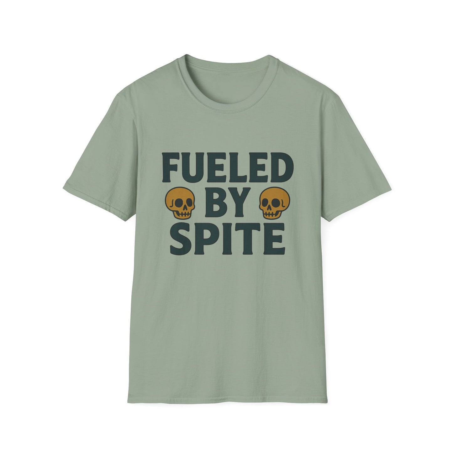 Fueled by Spite Unisex Softstyle T-Shirt, Funny Graphic Tee, Goth Aesthetic Shirt, Gifts for Spiteful Friends, Casual Wear