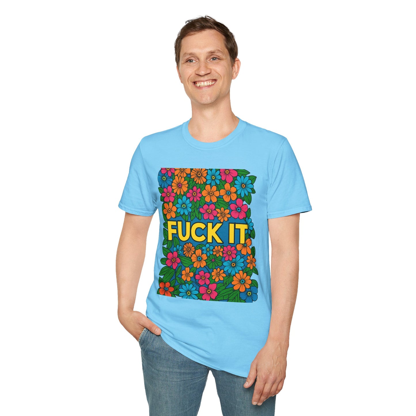 Colorful Floral Graphic T-Shirt, Casual Wear, Gift for Friends, Relaxed Style, Summer Outfit, Fun Statement Tee