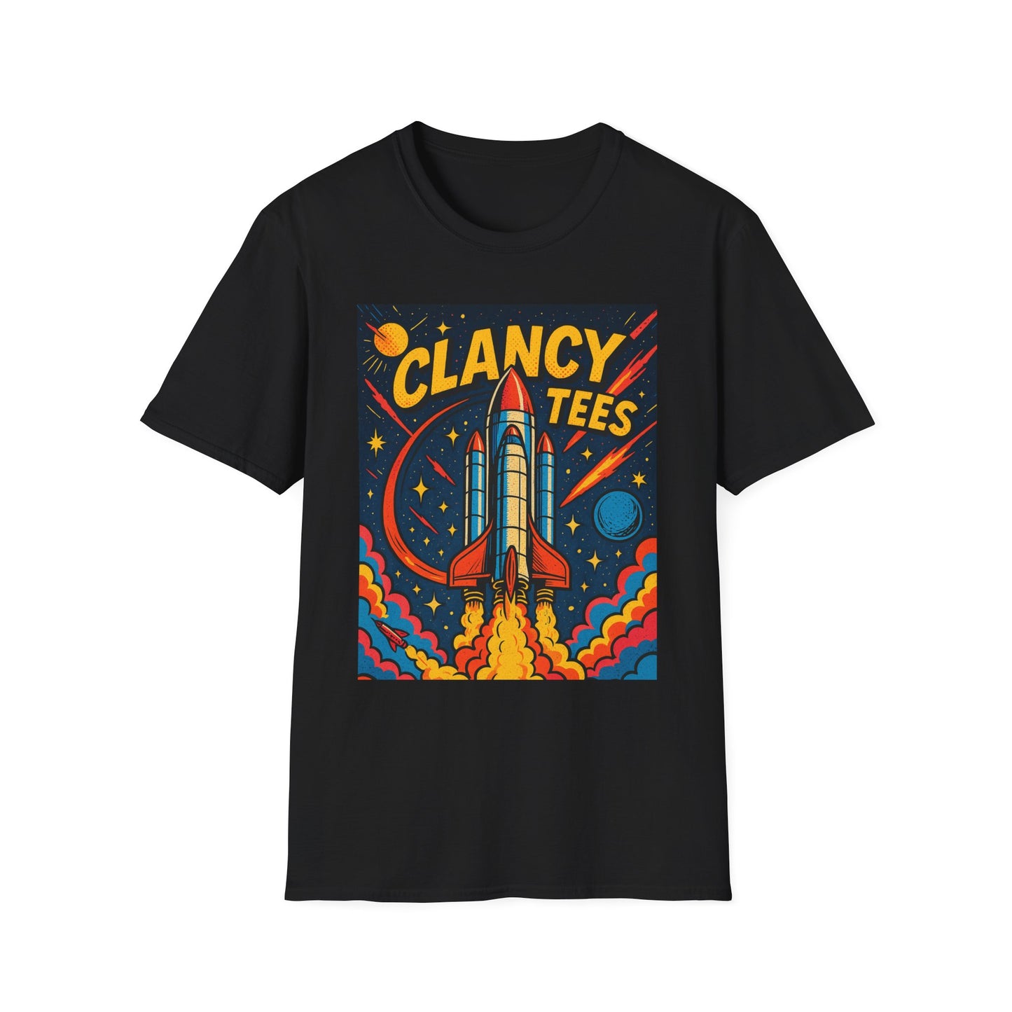 Retro Rocket Ship Shirt Outer Space Graphic Tee | Psychedelic Galaxy Print Top | Gift for Space Nerds and Dreamers | Astronaut Aesthetic Tee