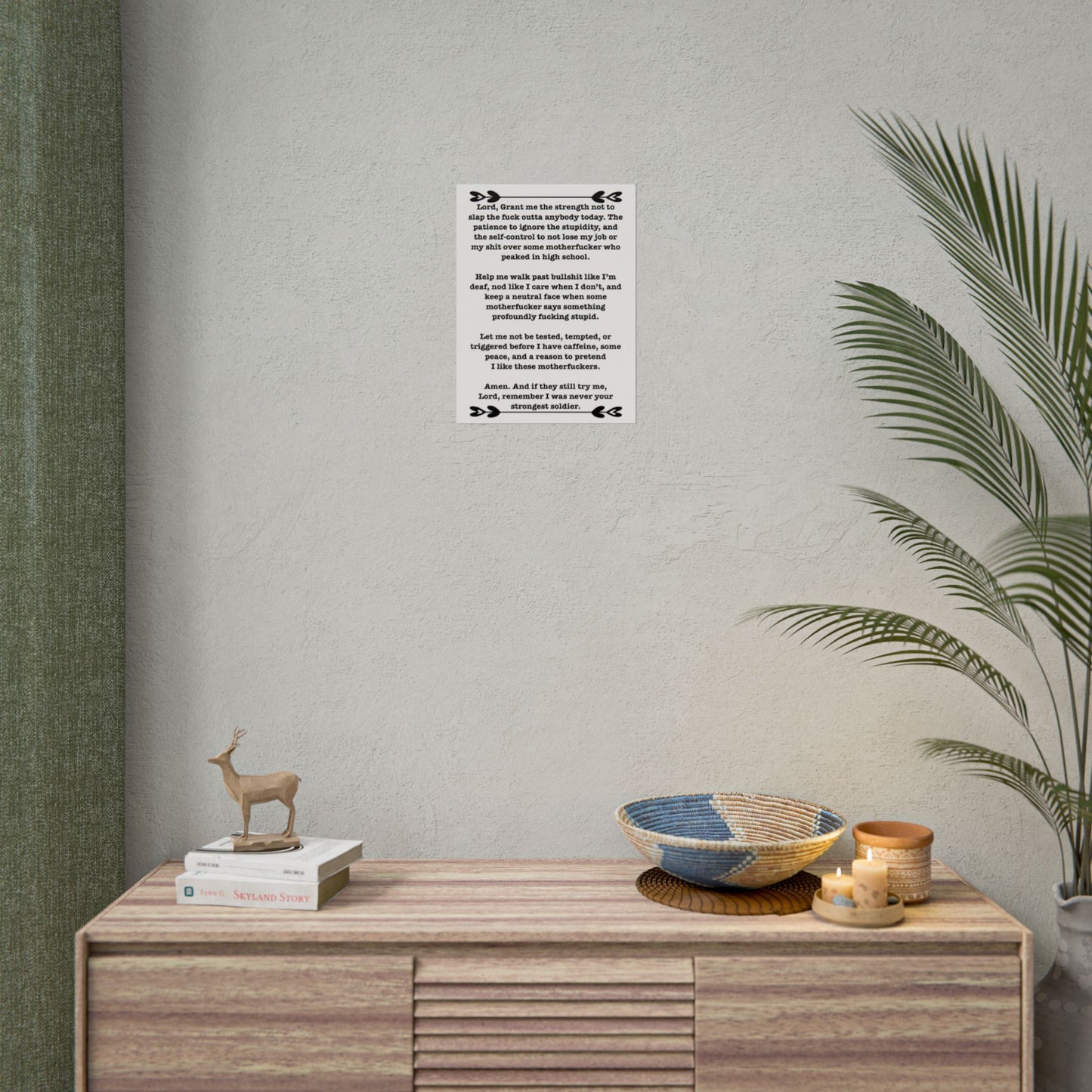 ClancyTees Serenity Prayer Poster Funny Profane Wall Art Office Humor Print Gift for Coworkers