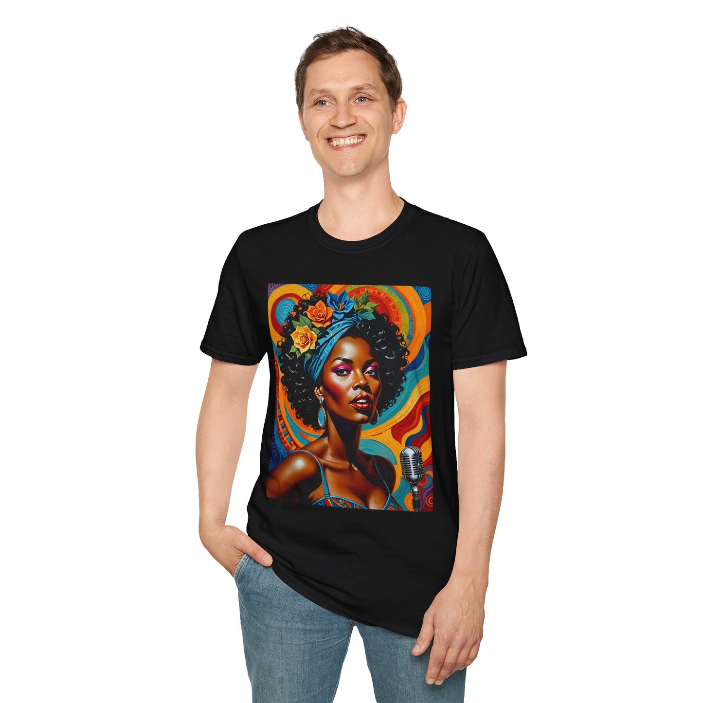 Afrofuturist Soul Singer T Shirt Cosmic Jazz Graphic Tee Retro Funk Fashion Music Artwork Top Gift for Soul Fans