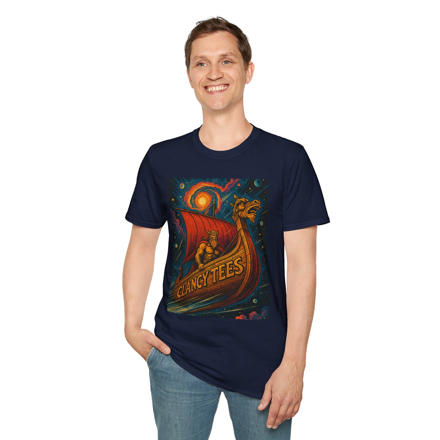 Viking Dragon Ship Shirt Norse Aesthetic Tee Mythology Graphic Gift for Fantasy Fans