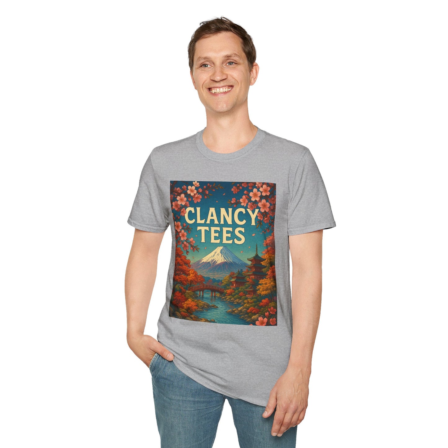 Clancy Tees Unisex Softstyle T-Shirt - Japanese Landscape Design, Gift for Nature Lovers, Vintage Aesthetic Tee, Casual Wear, Art [...]