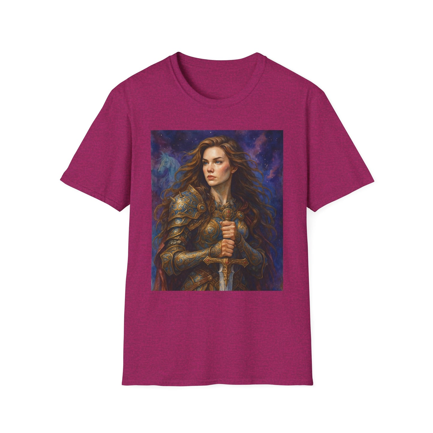 Warrior Woman T Shirt Fantasy Knight Art Medieval Armor Female Hero Tee Gift for Fantasy Lovers Sword Wielder Shirt Bold Aesthetic Battlecore Clothing