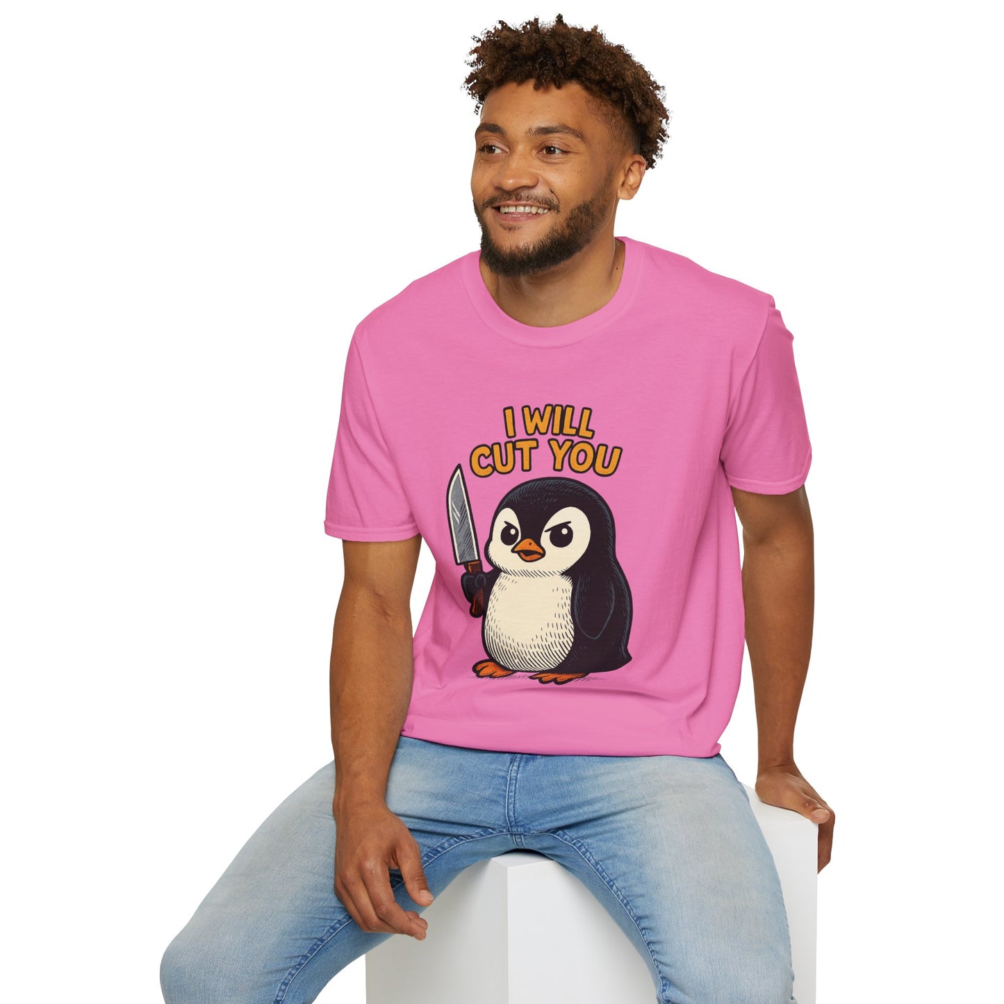 Angry Penguin Knife Shirt – Funny Animal Graphic Tee, Sarcastic Gift for Introverts, Cute but Deadly Humor Shirt