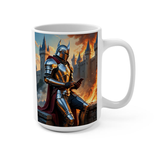 Medieval Knight Mug Epic Fantasy Artwork Ceramic Coffee Cup Gift for History Lovers