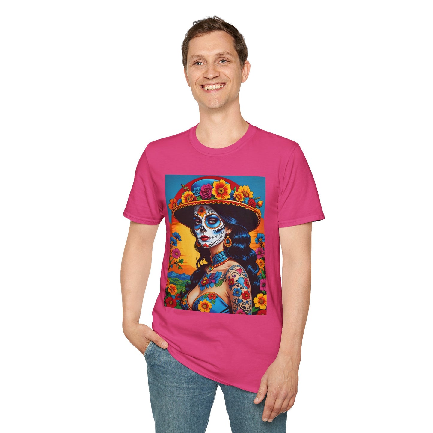 Sugar Skull Tattoo T-Shirt – Día de los Muertos Art Tee – Gift for Skull Art Fans, Tattoo Addicts, and Alternative Fashion Collectors