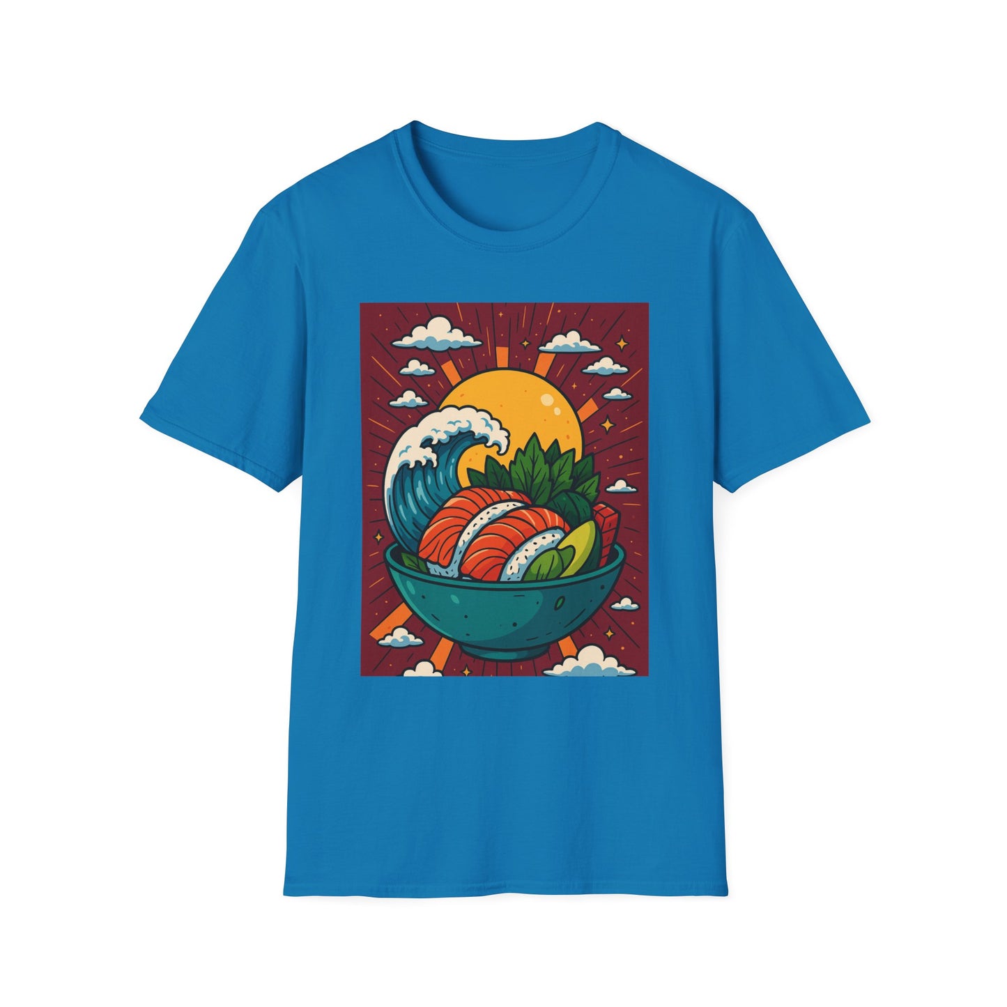 Sushi Wave T-Shirt – Retro Japanese Food Graphic Tee – Cool Sushi Shirt Gift for Foodies, Anime Fans, Ocean Lovers & Japanese Aesthetic Collectors