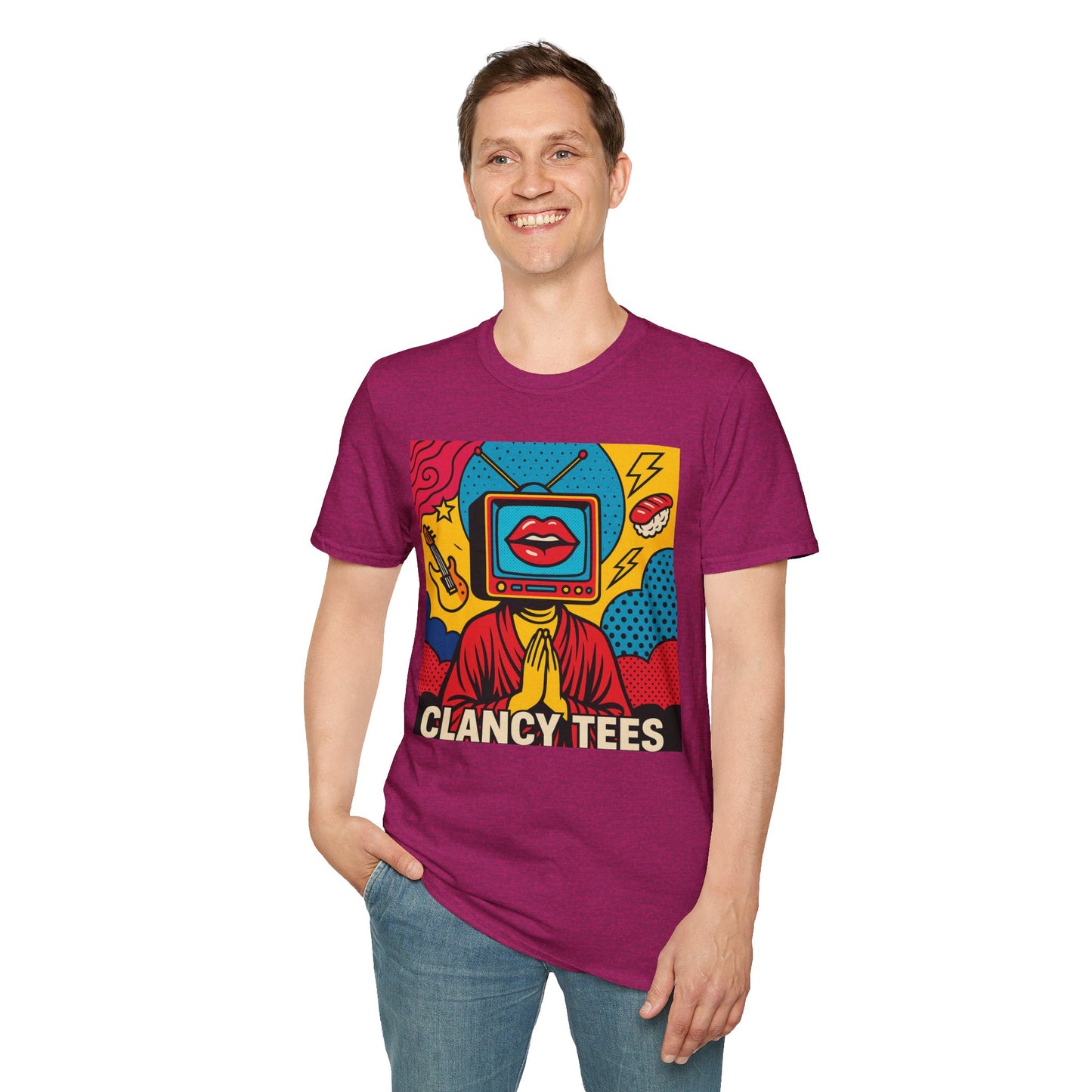 Pop Art TV Head T Shirt for Creatives Graphic Tee for Artists Gift for Surreal Art Lovers Unisex Visual Commentary Shirt