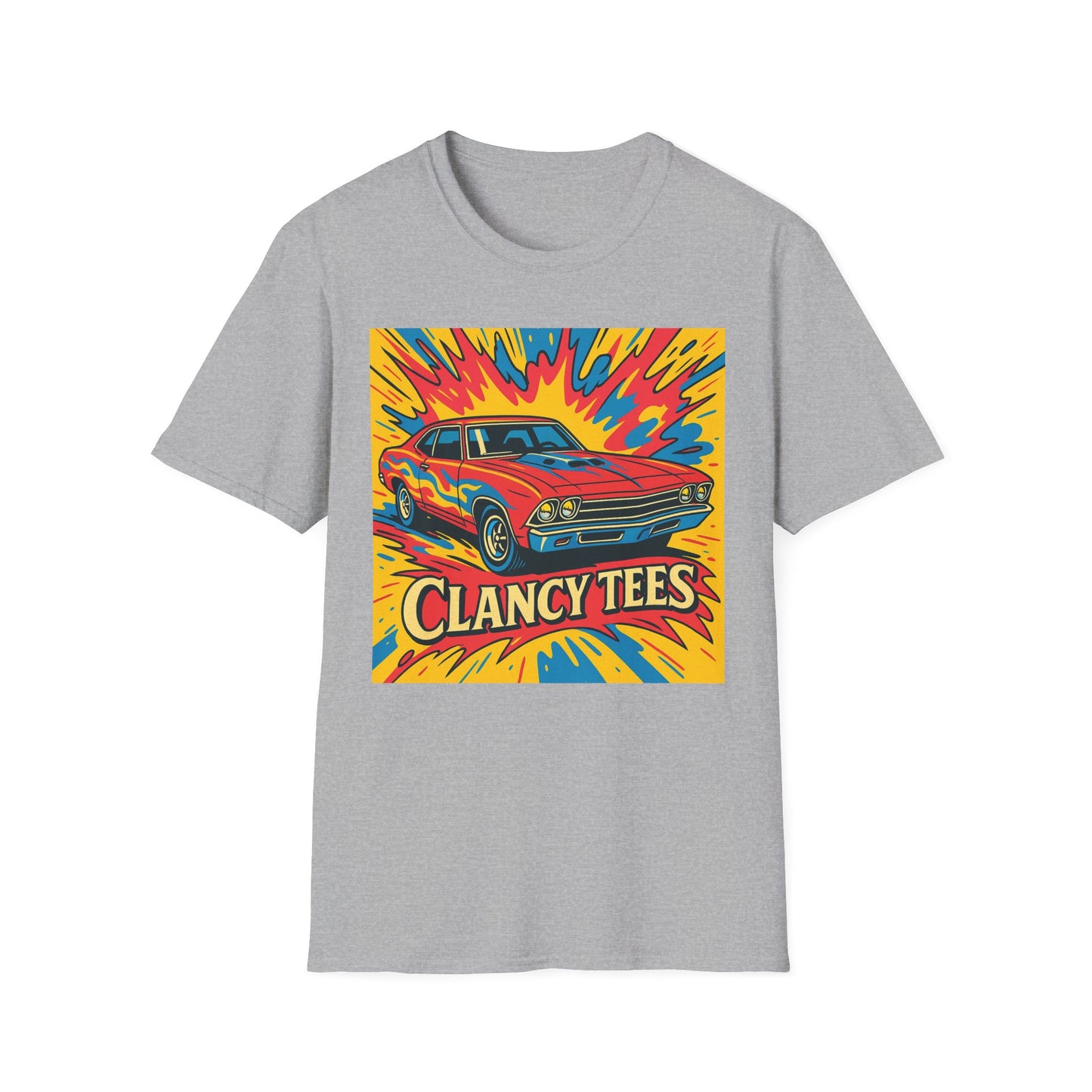 Muscle Car Graphic Tee with Retro Flames | Vintage Car Lover T-Shirt | Gift for Gearheads & Classic Ride Fans | Bold Hot Rod Shirt