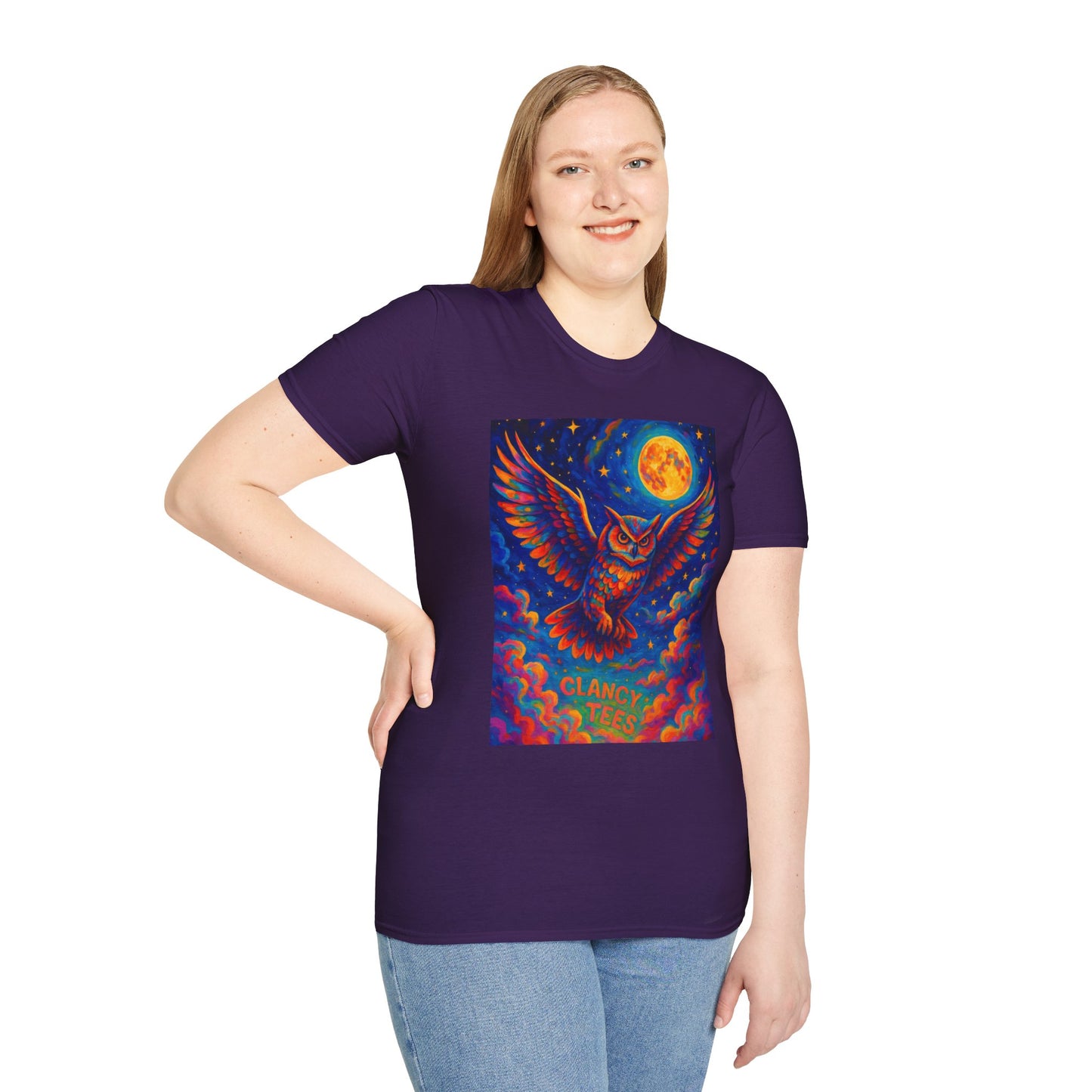 Psychedelic Owl T-Shirt Trippy Full Moon Graphic Tee | Surreal Bird Aesthetic Shirt | Gift for Dreamers and Night Owls | Bold Fantasy Art Top