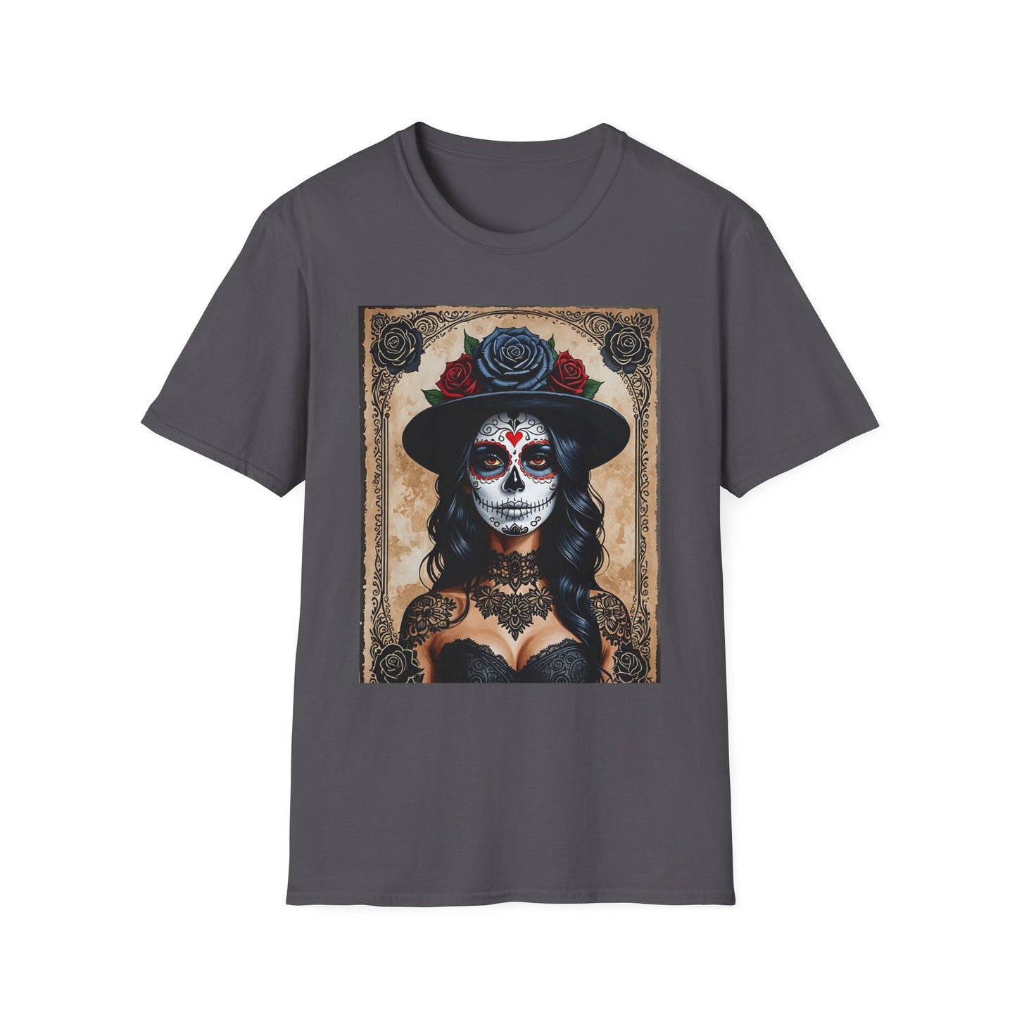 Sugar Skull T-Shirt – Gothic Calavera Tattoo Art Tee – Gift for Skull Collectors, Tattoo Lovers, and Dark Aesthetic Fans