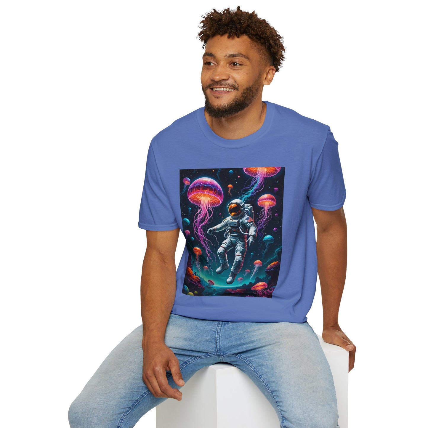 Cosmic Jellyfish T-Shirt, Astronaut Tee, Space Lover's Apparel, Unique Gift, Unisex Softstyle Shirt