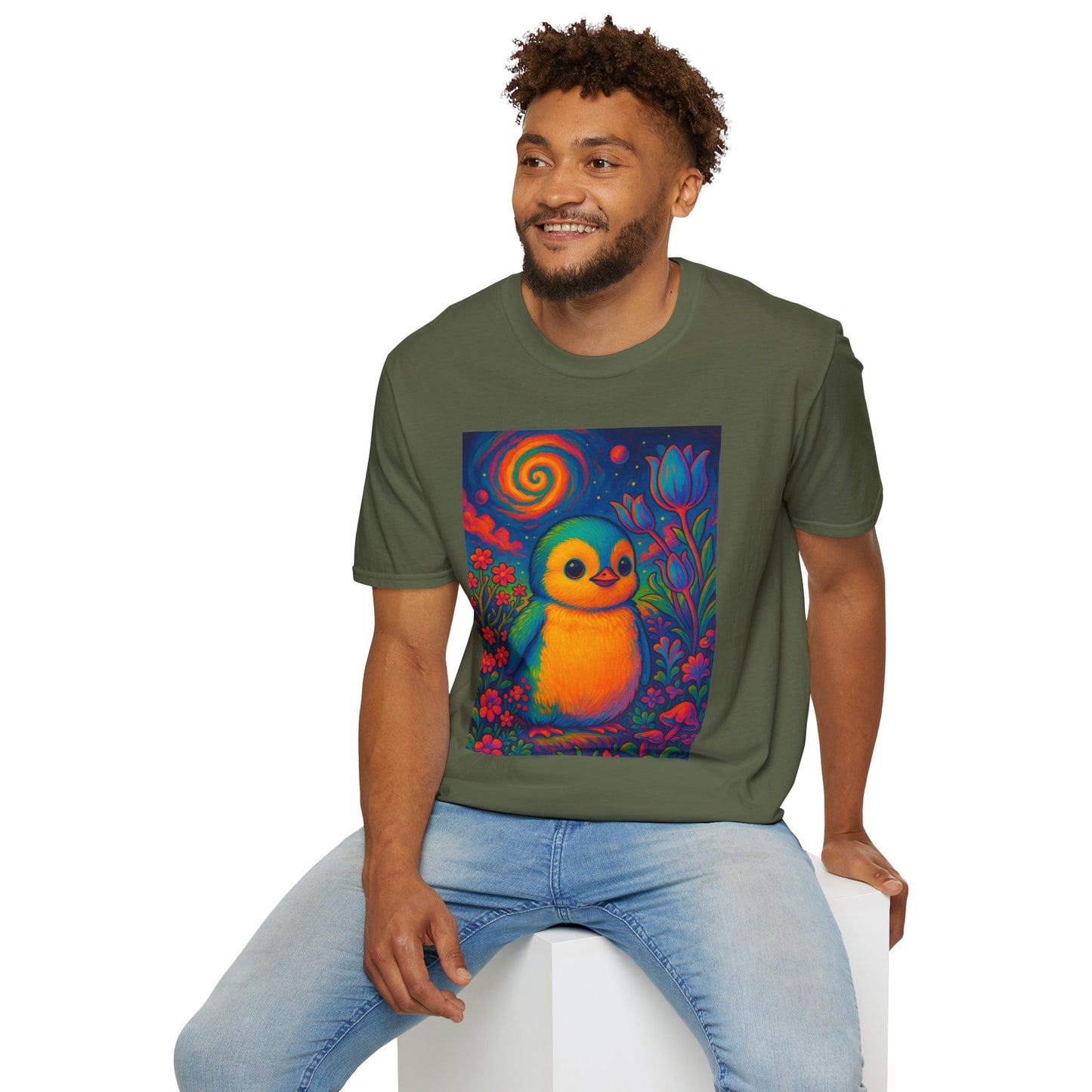 Psychedelic Baby Penguin T-Shirt – Trippy Cute Animal Tee – Gift for Penguin Lovers – Groovy Nature Shirt for Weirdos, Hippies, and Art Freaks