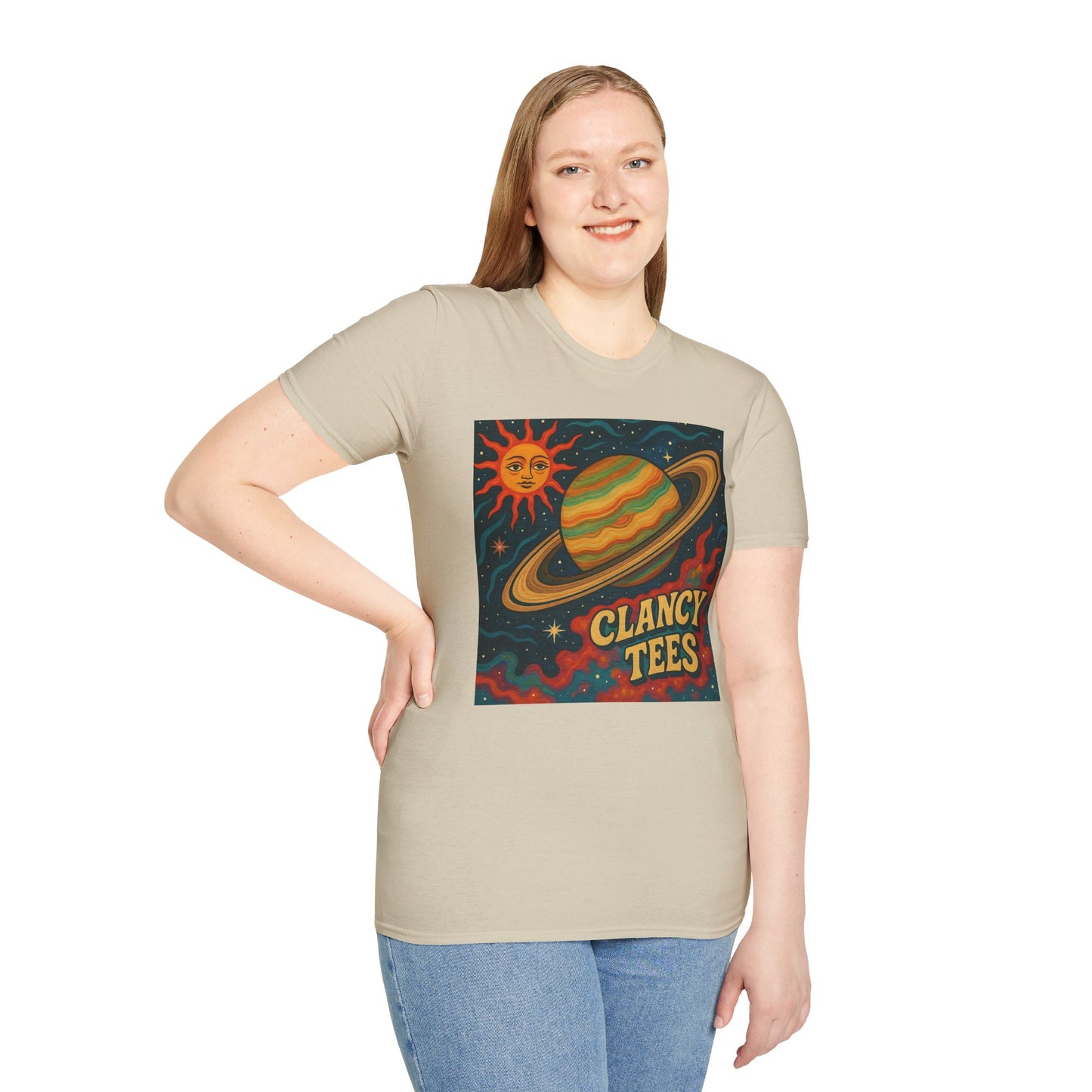 Saturn Sun Shirt – Retro Psychedelic Planet Graphic Tee with Groovy Outer Space Art – Gift for Astronomers, Daydreamers, and Cosmic Wanderers