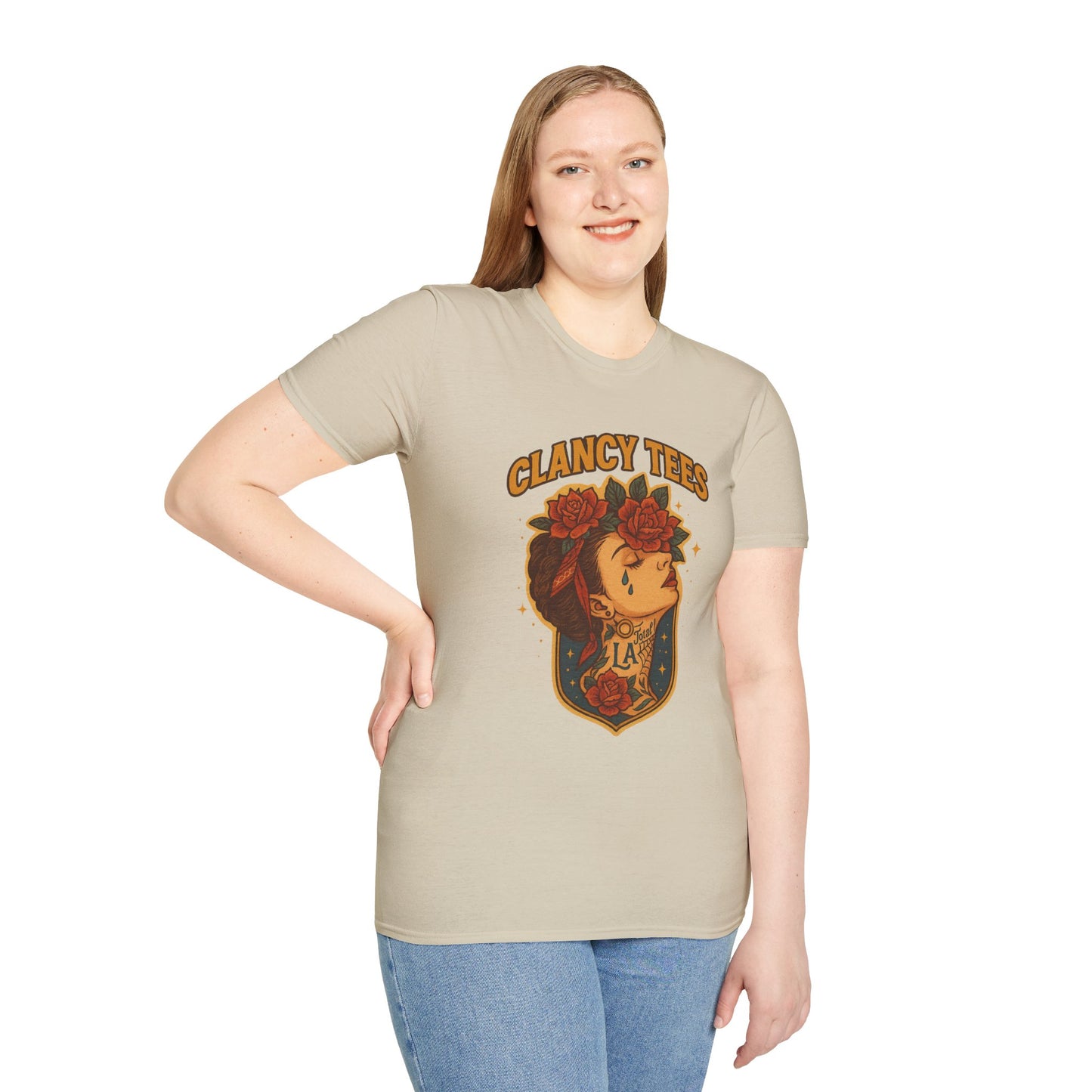 Unisex Tattoo Graphic Tee with Floral Design, Casual Everyday Wear, Gift for Friends, Fashionable Lounge Top, Cute Summer Shirt