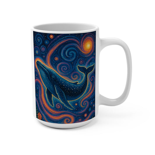 Cosmic Whale Ceramic Mug 15oz Ocean Galaxy Coffee Cup Starry Night Sea Art Gift For Dreamers
