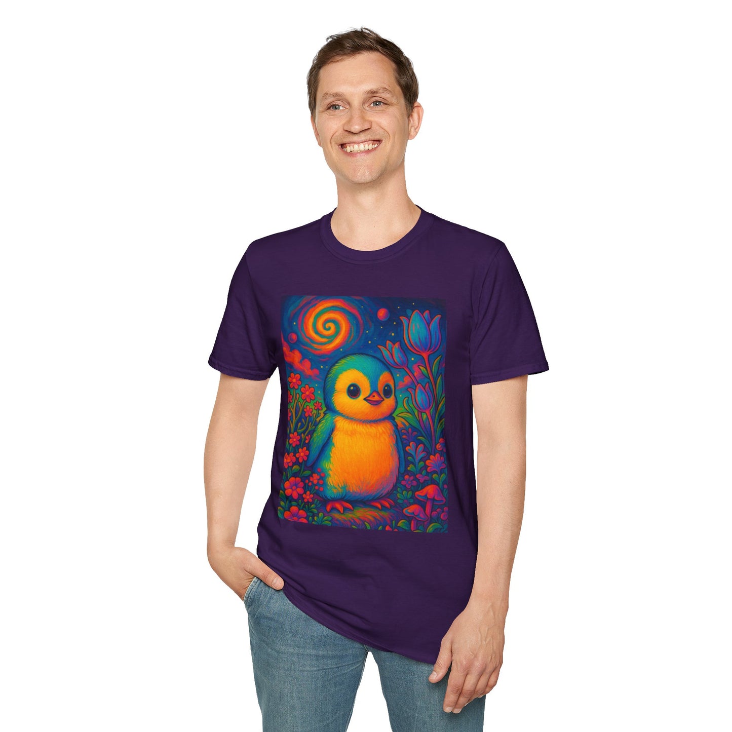 Psychedelic Baby Penguin T-Shirt – Trippy Cute Animal Tee – Gift for Penguin Lovers – Groovy Nature Shirt for Weirdos, Hippies, and Art Freaks