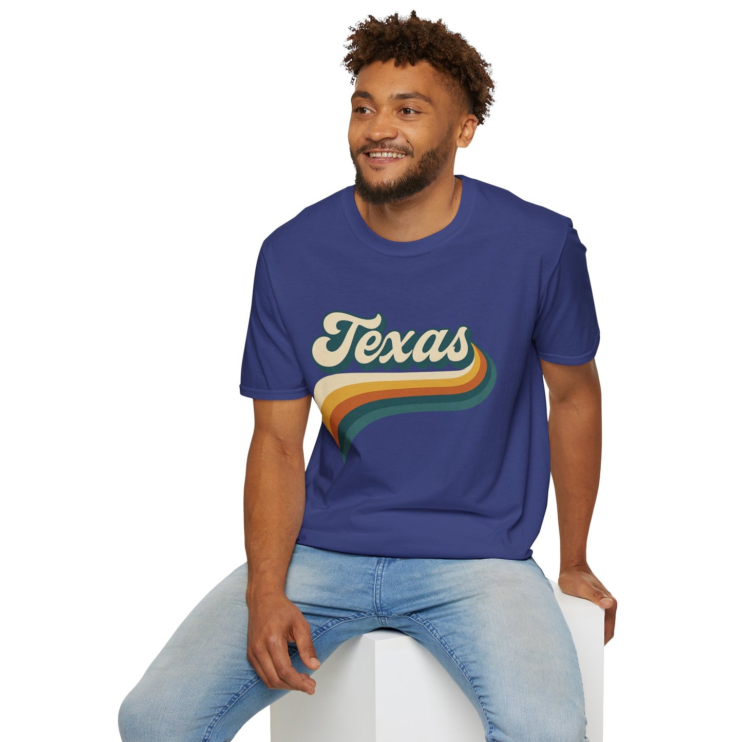 Retro Texas Shirt – Vintage Style Texas Wave Tee • Gildan Softstyle® Unisex Comfort • Gift for Texans • Groovy Southern State Pride Shirt
