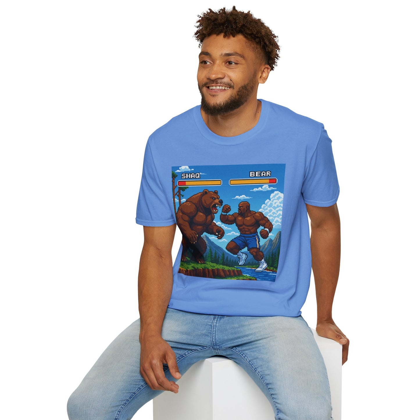 Shaq vs Bear Funny T-Shirt | Retro Arcade Fighter Tee | Gift for Gamers & 90s Kids | Weird Animal Combat Shirt