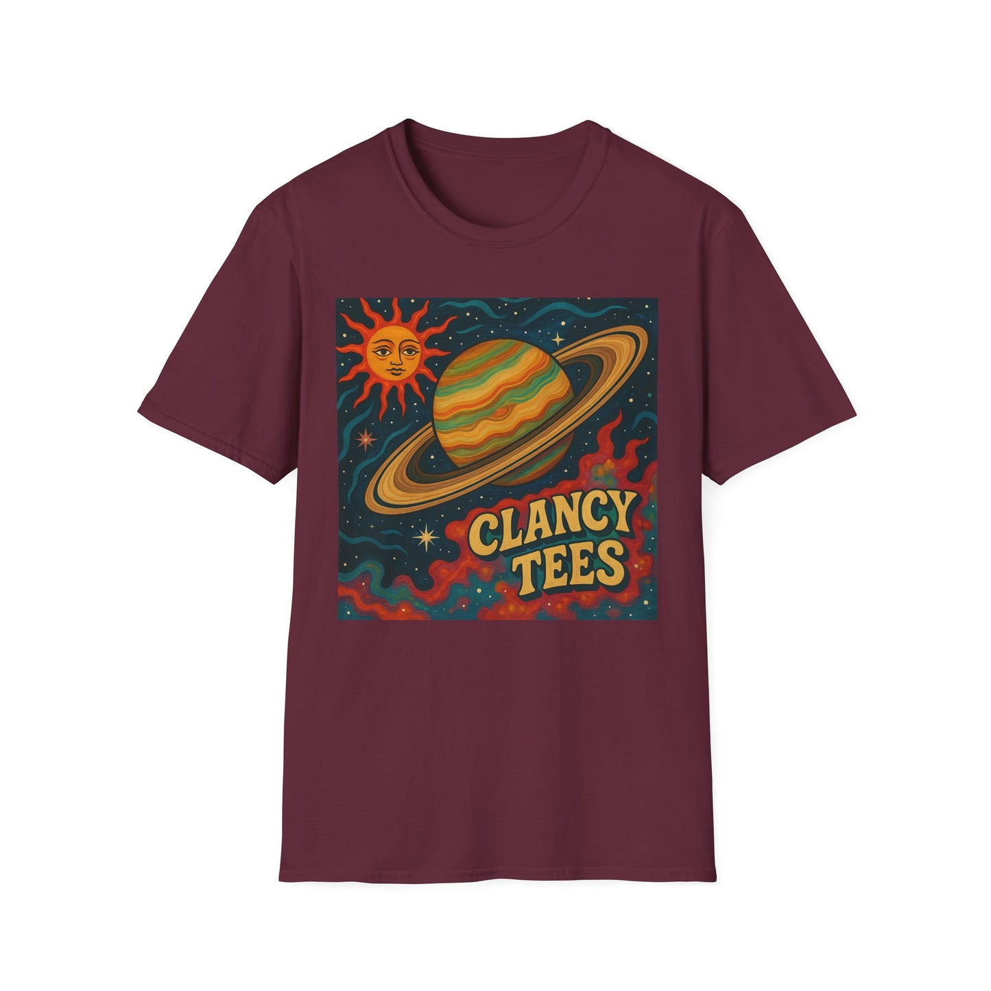 Saturn Sun Shirt – Retro Psychedelic Planet Graphic Tee with Groovy Outer Space Art – Gift for Astronomers, Daydreamers, and Cosmic Wanderers