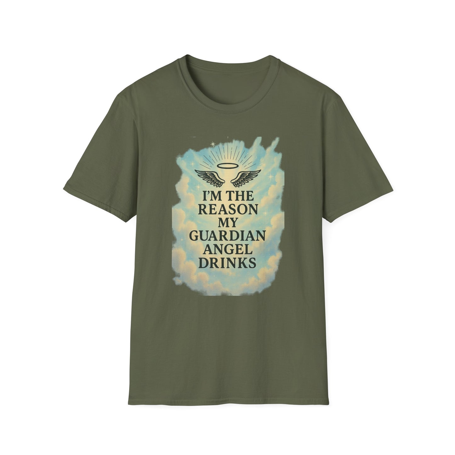 Unisex Softstyle T-Shirt, Funny Guardian Angel Tee, Unique Gift for Friends, Humor Shirt, Casual Wear, Perfect for Holidays