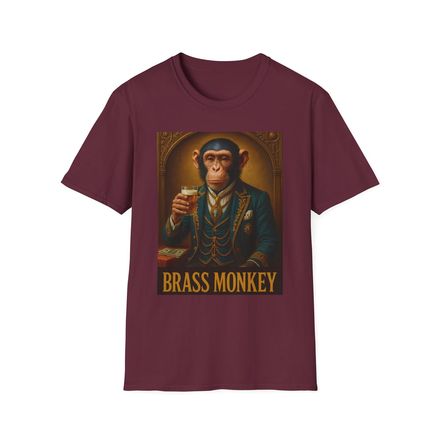 Brass Monkey T-Shirt Funny Retro Monkey Drinking Tee | Gift for Whiskey Lovers | Classy Drunk Humor Shirt | Animal Drinking Party Tee