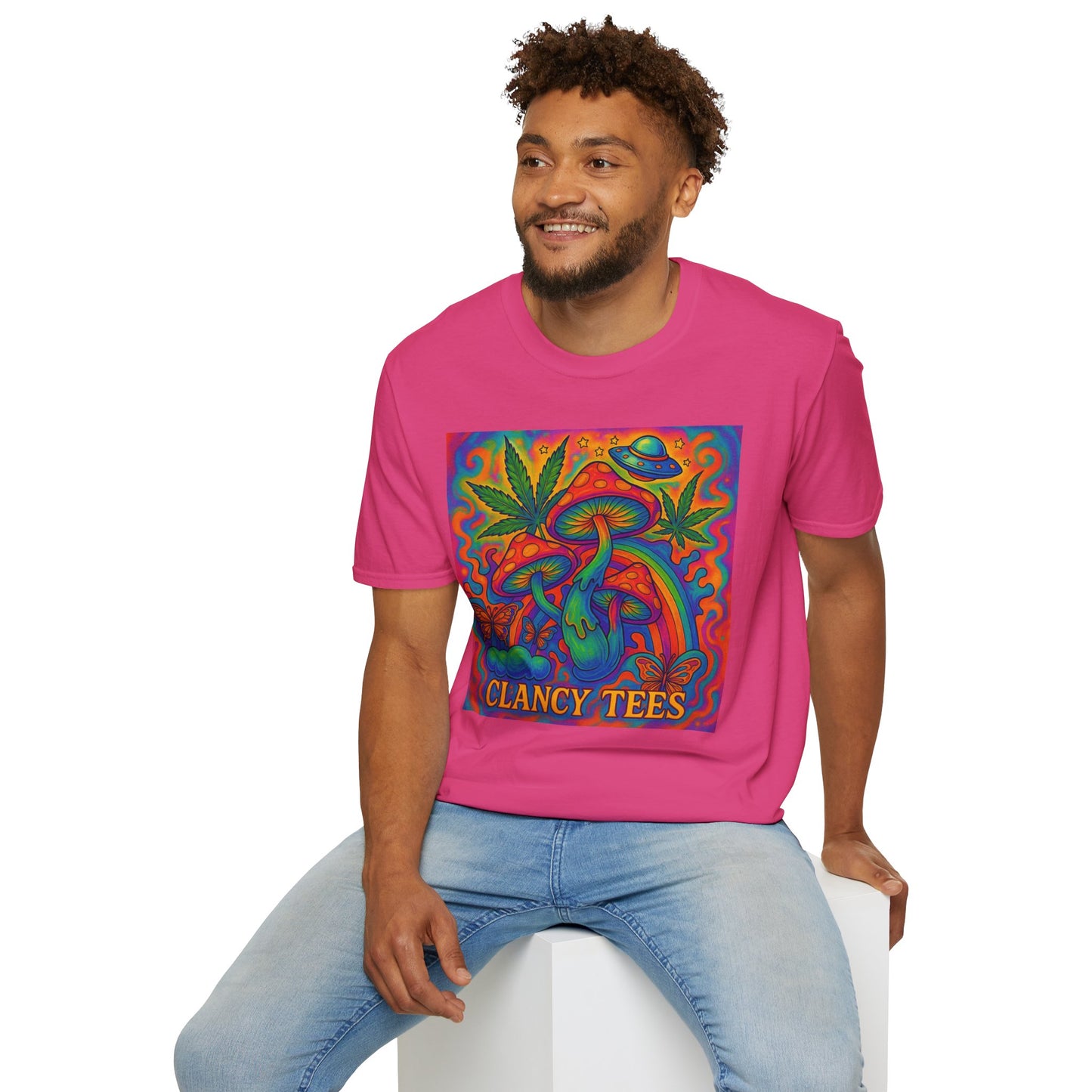 Colorful Psychedelic T-Shirt, Fun Graphic Tee for Music Festivals, Unique Gift for Friends, Retro Style Shirt, Unisex Softstyle Tee
