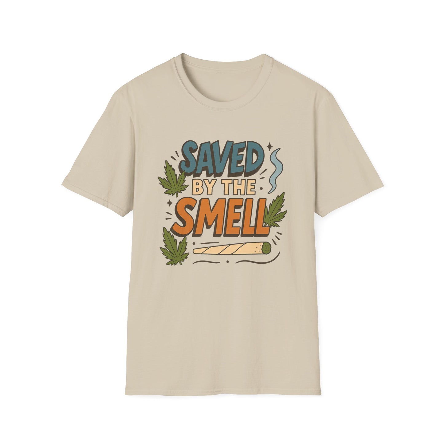 Funny Cannabis Saved by the Smell T-Shirt, Unisex Softstyle Tee, Gift for Stoners, Humor Apparel, Casual Wear, Cool Graphic Tee