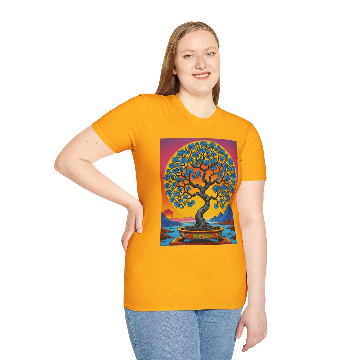 Spiritual Tree Graphic T-Shirt | Unisex Softstyle Tee | Nature Lover Gift | Bohemian Apparel | Yoga Shirt | Eco-Friendly Clothing | Art Tee