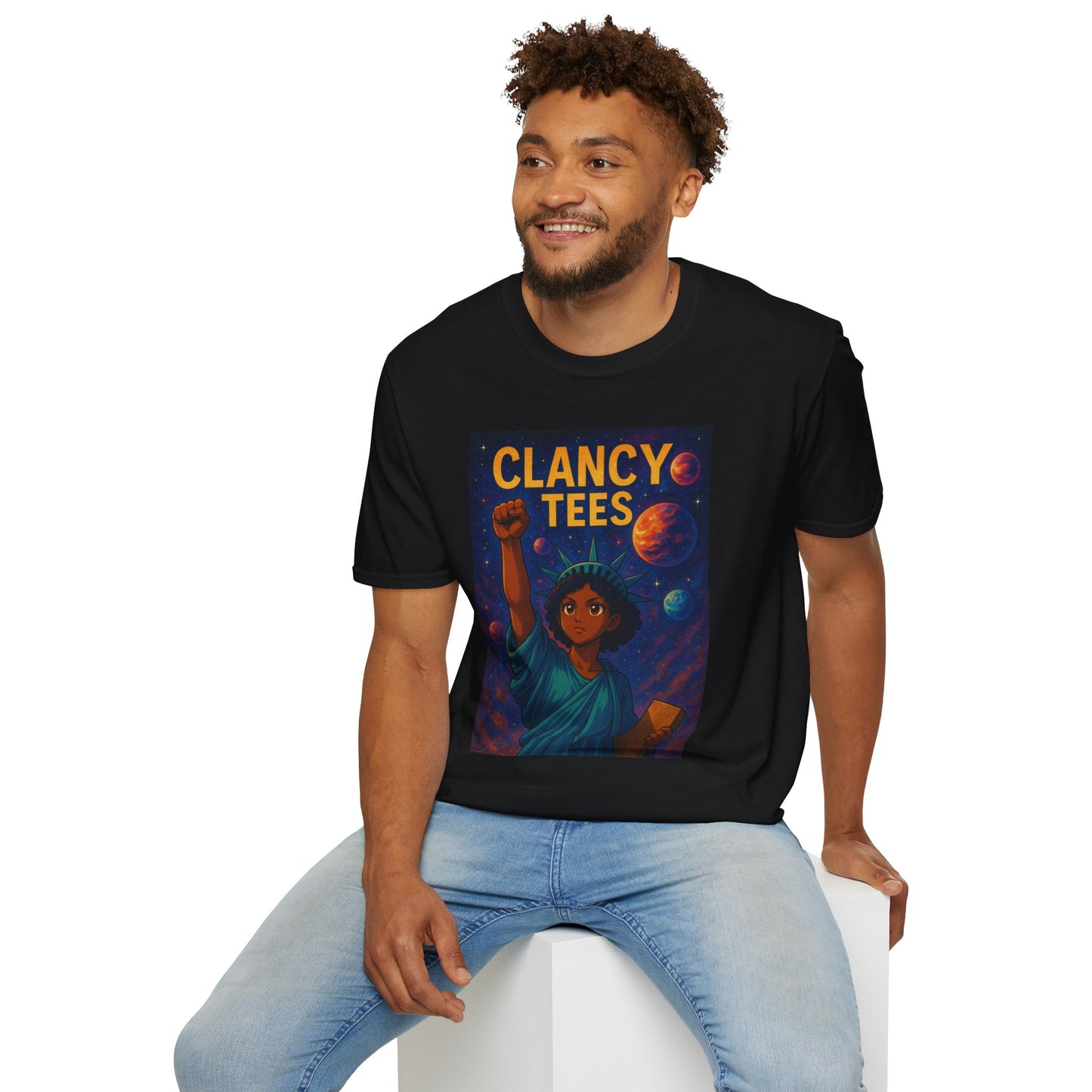 Empowerment Liberty Graphic T-Shirt, Space-Themed Tee, Unisex Casual Wear, Gift for Space Lovers, Inspirational Fashion