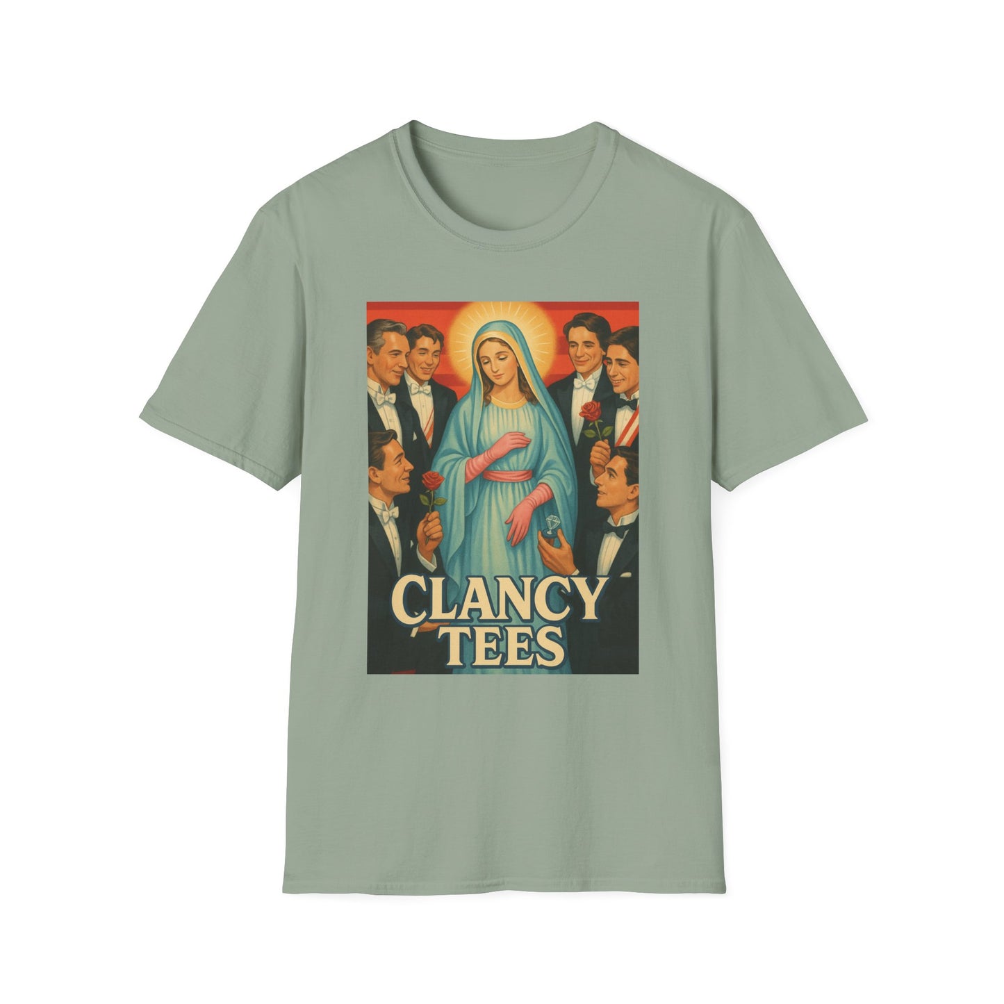 Vintage Madonna Graphic Tee, Unisex Virgin Mary Softstyle T-Shirt, Retro Art Shirt, Gift for Artsy Friends, Festival Attire, Casual Wear