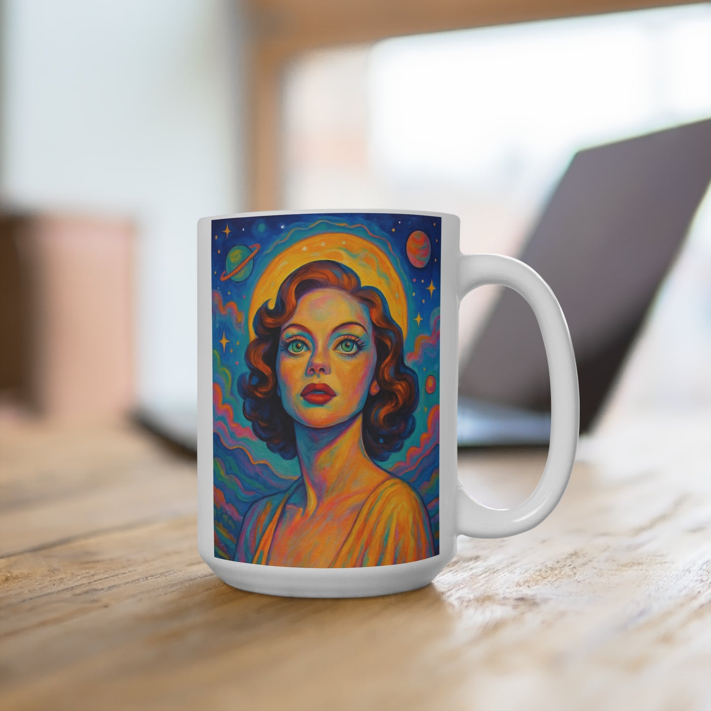 Cosmic Goddess Mug Vibrant 15oz Ceramic Coffee Cup Gift For Astrology Lovers And Dreamers