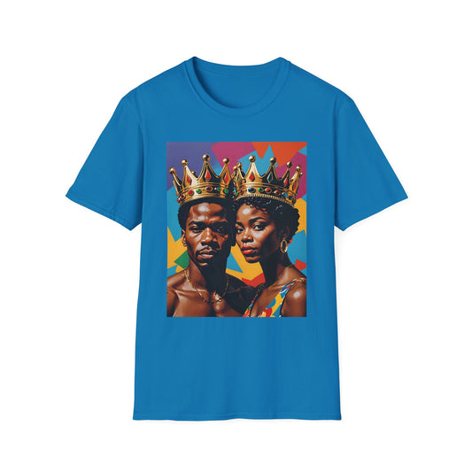 Royalty Crown T-Shirt Afrocentric Power Graphic Tee Black King Queen Shirt Bold Statement Apparel Gift for Couples Gift for Friends Gift for Culture Lovers