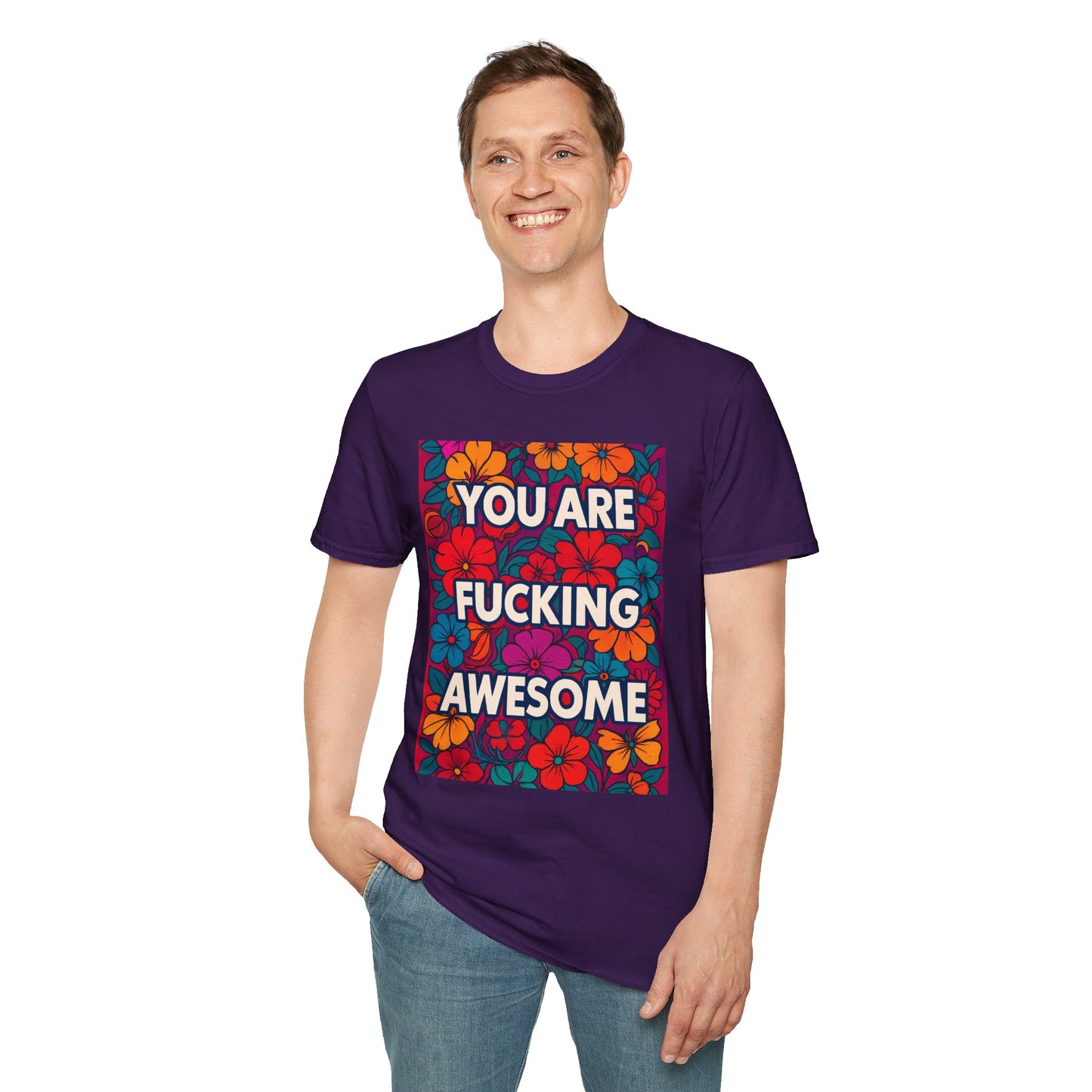 Colorful Inspirational Graphic T-Shirt, You Are Awesome Tee, Gift for Friends, Motivational Shirt, Casual Wear, Summer Vibes