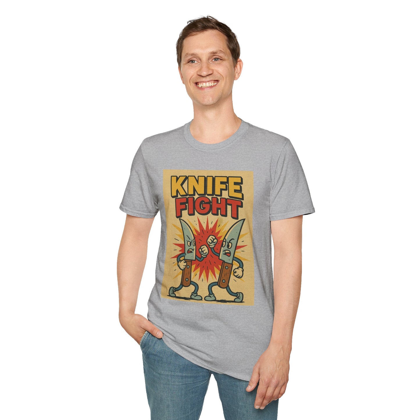 Retro Knife Fight Graphic T-Shirt, Funny Tee, Casual Unisex Clothing, Gift for Him or Her, Unique Humor Shirt