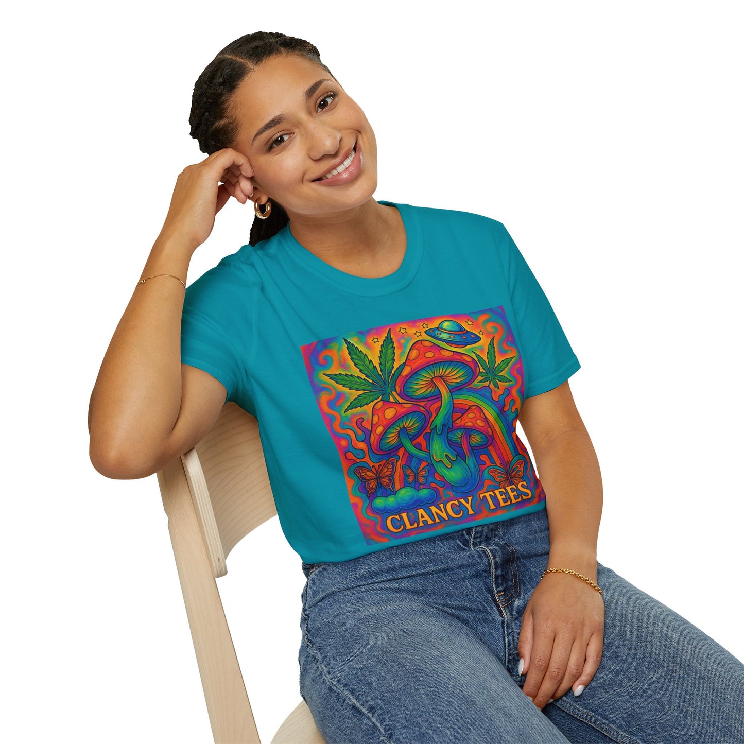 Colorful Psychedelic T-Shirt, Fun Graphic Tee for Music Festivals, Unique Gift for Friends, Retro Style Shirt, Unisex Softstyle Tee