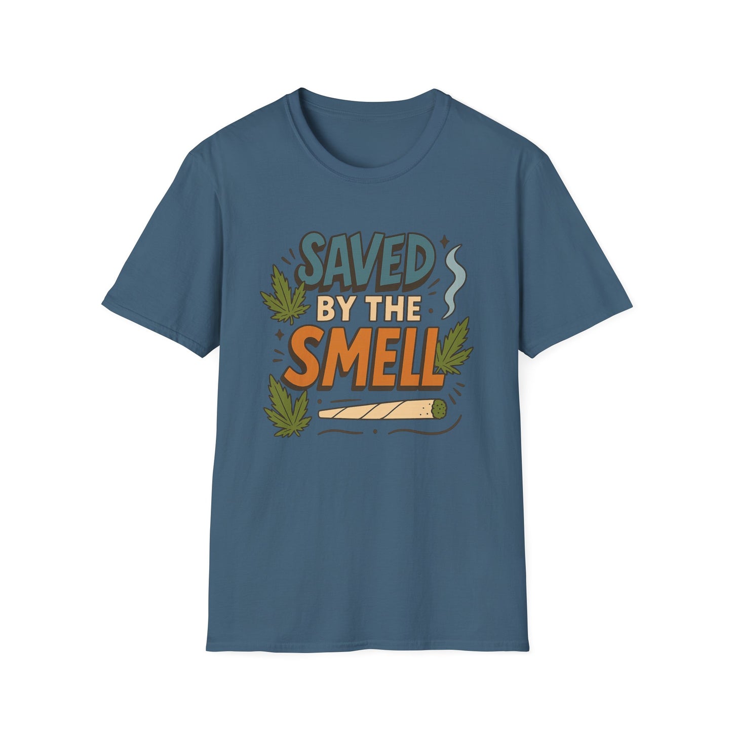Funny Cannabis Saved by the Smell T-Shirt, Unisex Softstyle Tee, Gift for Stoners, Humor Apparel, Casual Wear, Cool Graphic Tee