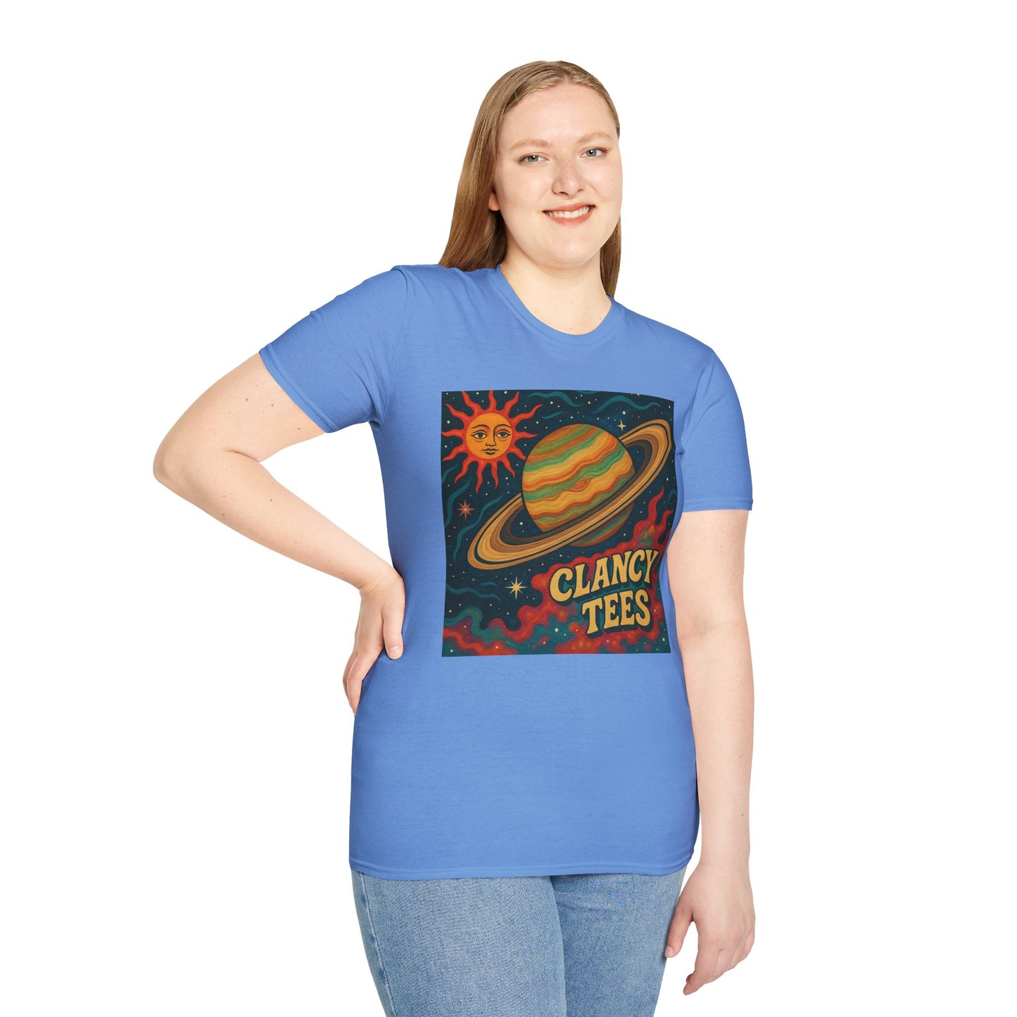 Saturn Sun Shirt – Retro Psychedelic Planet Graphic Tee with Groovy Outer Space Art – Gift for Astronomers, Daydreamers, and Cosmic Wanderers