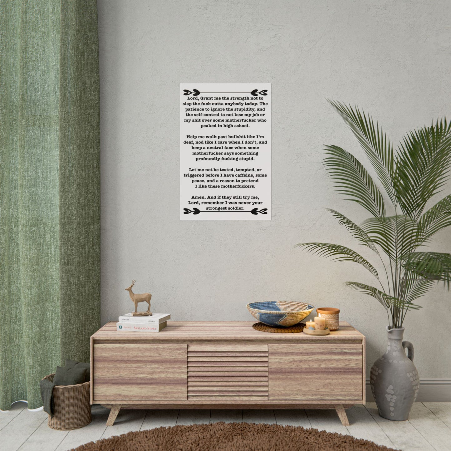 ClancyTees Serenity Prayer Poster Funny Profane Wall Art Office Humor Print Gift for Coworkers