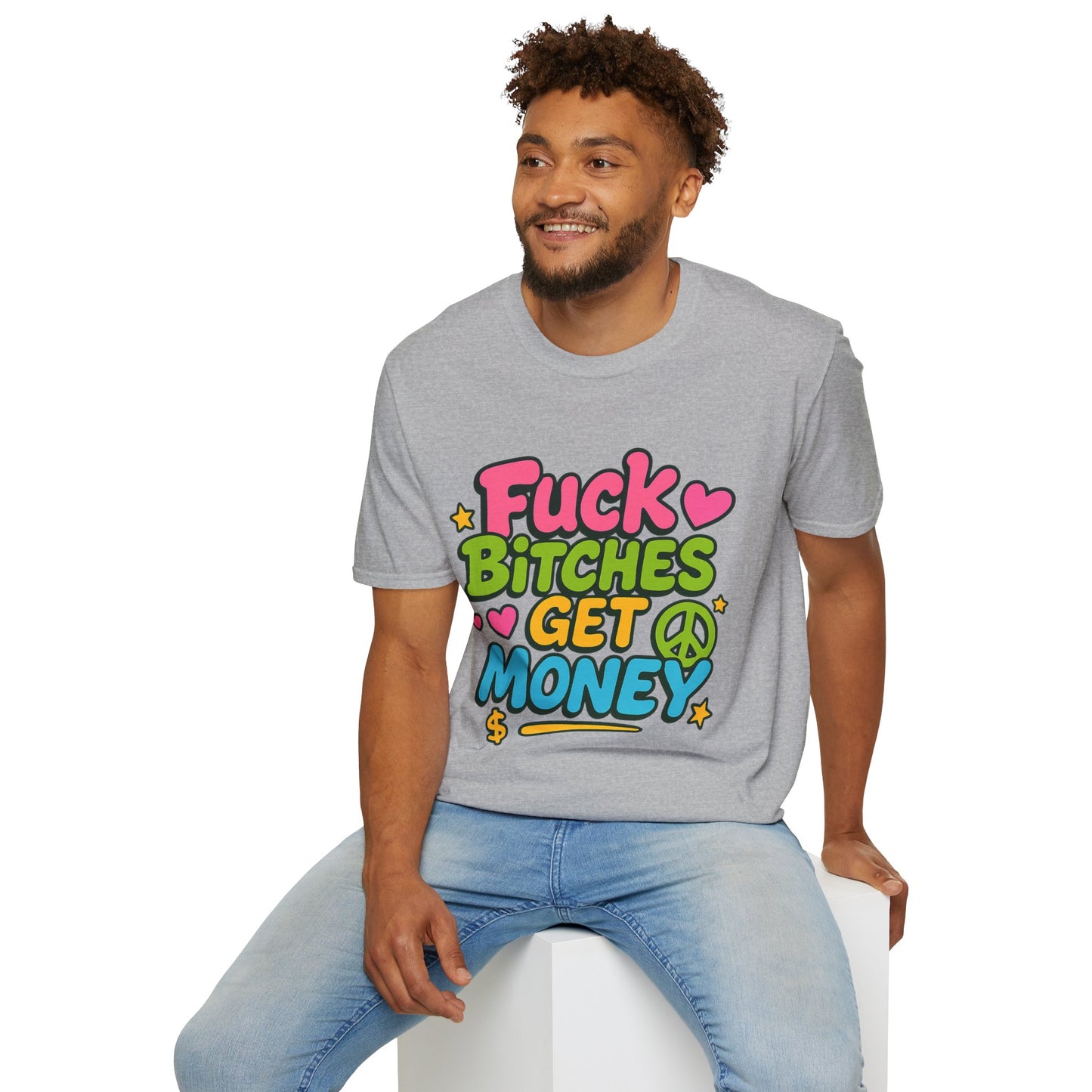 Fuck Bitches Get Money Shirt Funny Bold Graphic Tee Gift for Hustlers Savage Statement T-Shirt for Rebels Trolls Unfiltered Meme Culture Fans
