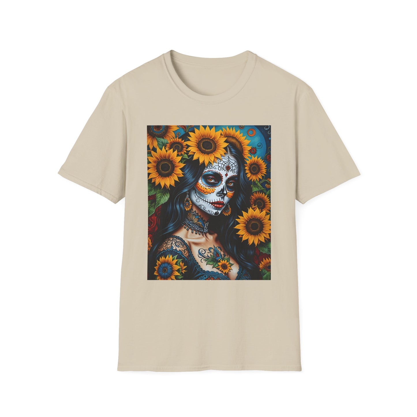 Day of the Dead Floral T-Shirt, Sugar Skull Tee, Unisex Halloween Shirt, Floral Art T-Shirt, Casual Everyday Wear