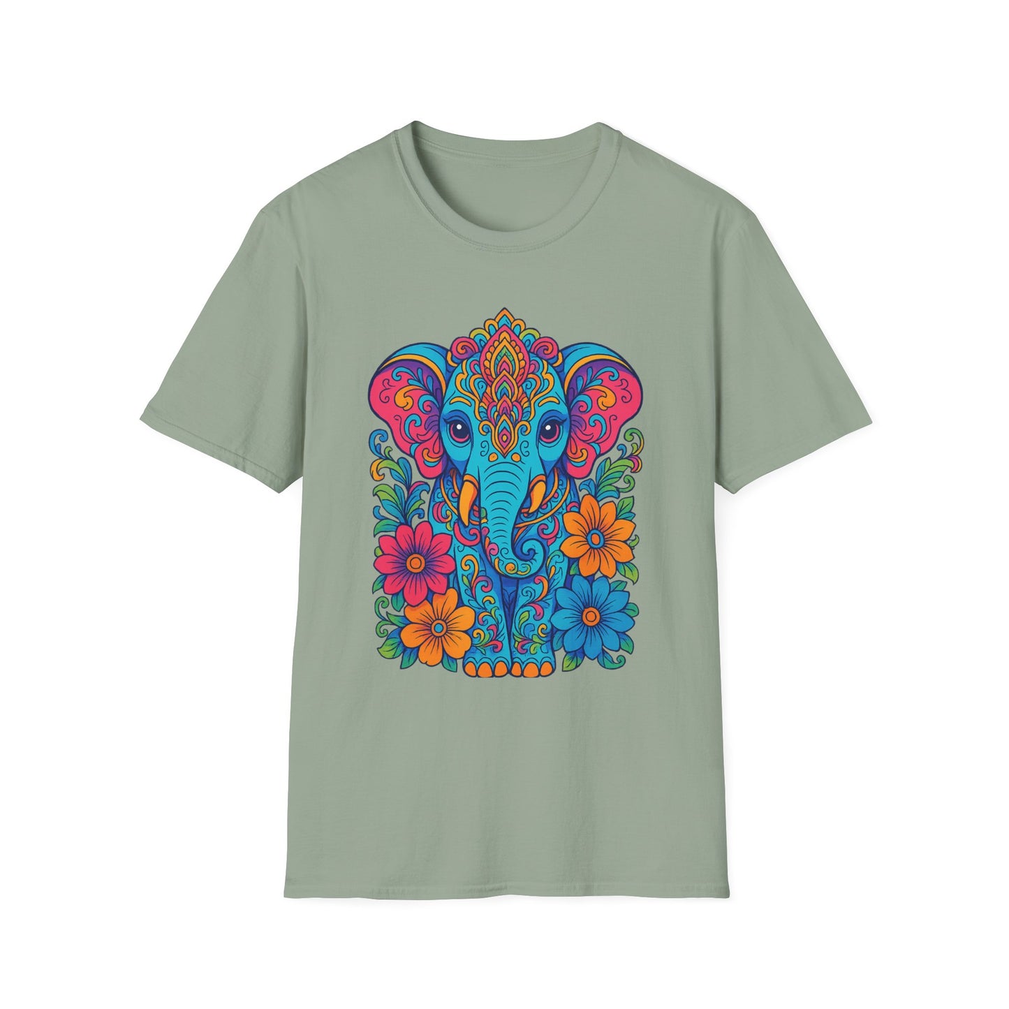 Colorful Elephant Shirt Trippy Boho Floral Art Tee Gift for Yoga Lovers Psychedelic Animal Fans and Free Spirits Who Rock Vibrant Festival Style