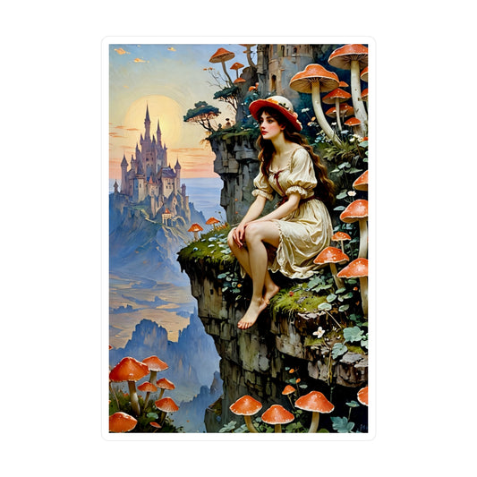 Fairy Tale Castle Sticker – Kiss Cut Vinyl Decal, Fantasy Artwork, Cottagecore Aesthetic, Gift for Dreamers