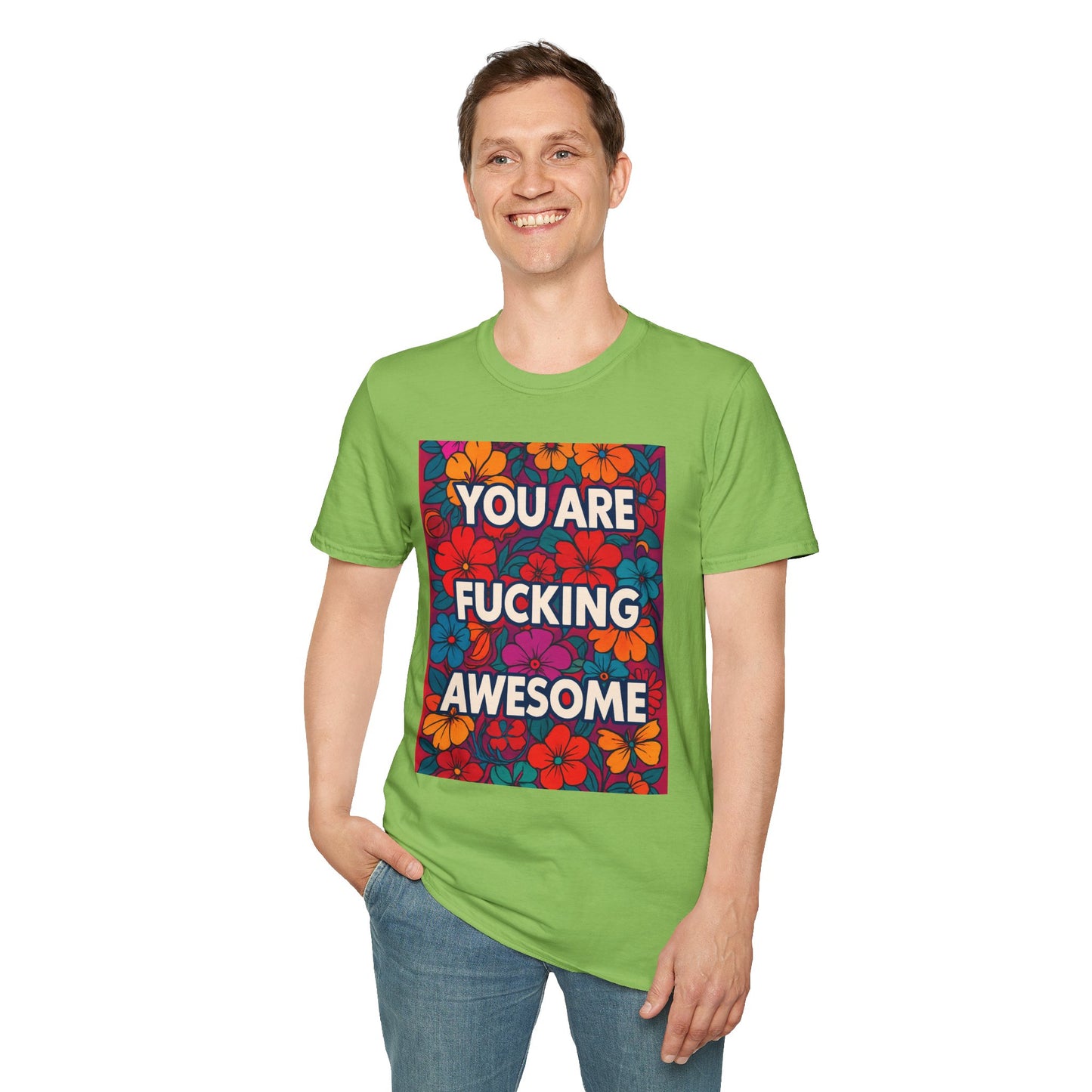 Colorful Inspirational Graphic T-Shirt, You Are Awesome Tee, Gift for Friends, Motivational Shirt, Casual Wear, Summer Vibes